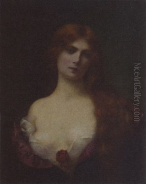 Portrait Of A Young Beauty Oil Painting by Henri Rondel