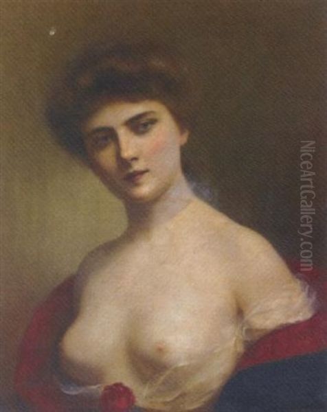 A Young Beauty Oil Painting by Henri Rondel