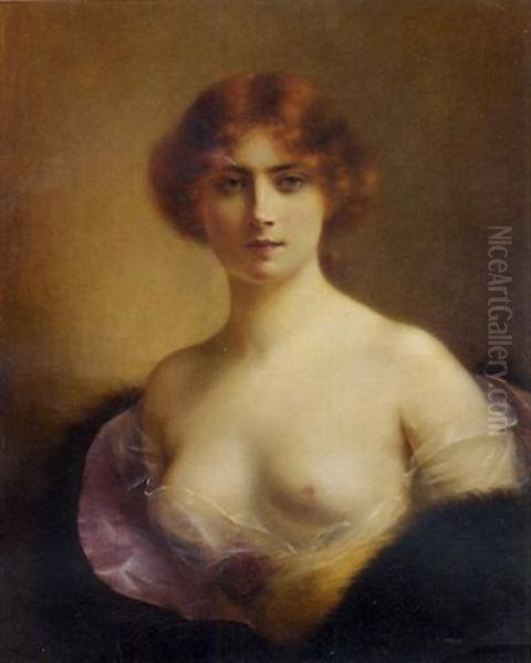 A Young Beauty Oil Painting by Henri Rondel