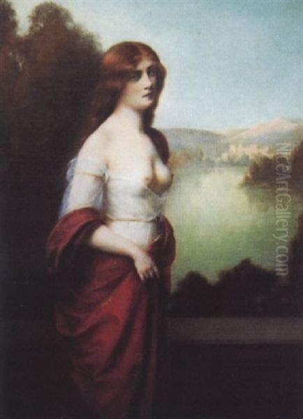 Jeune Femme Rousse En Avignon Oil Painting by Henri Rondel