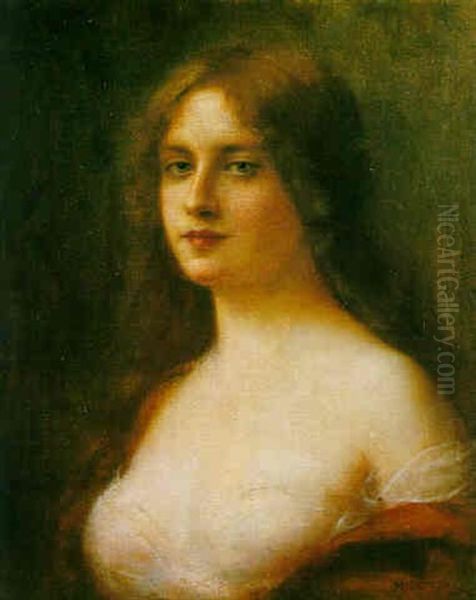 Portrait Of A Red Haired Beauty Oil Painting by Henri Rondel