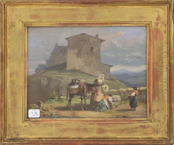 Paysannes Italiennes Oil Painting by Guillaume Frederique Ronmy