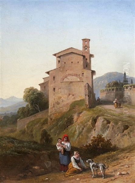 Italienisches Bergdorf Oil Painting by Guillaume Frederique Ronmy