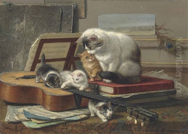 The Music Lesson Oil Painting by Henriette Ronner-Knip