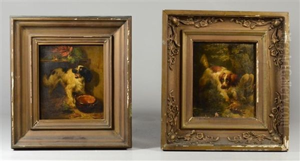 Two Paintings Of Dogs Oil Painting by Henriette Ronner-Knip