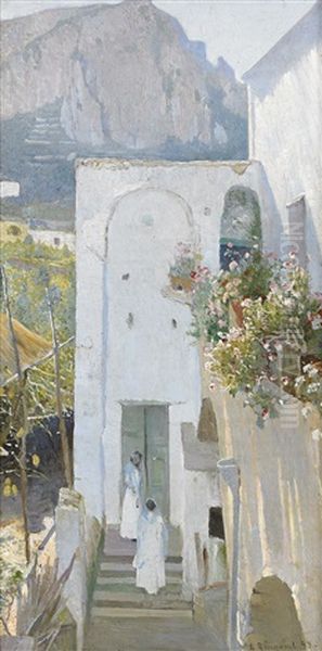 Sommardag I Capri Oil Painting by Charlotta Sofia Roenquist