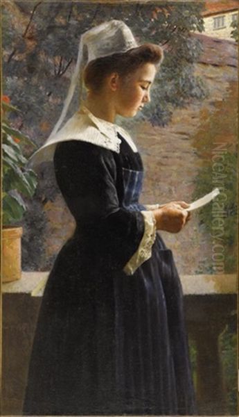 Young Girl From Brittany Oil Painting by Jules Ronsin