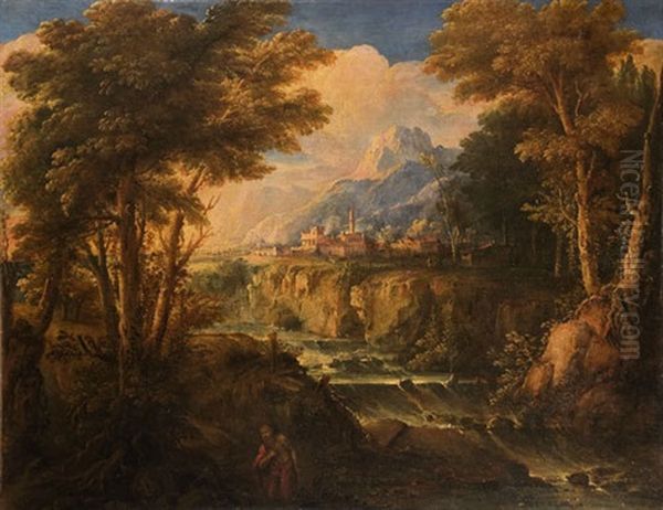 Paesaggio Boschivo Con San Girolamo Oil Painting by Don Giuseppe Ronzelli