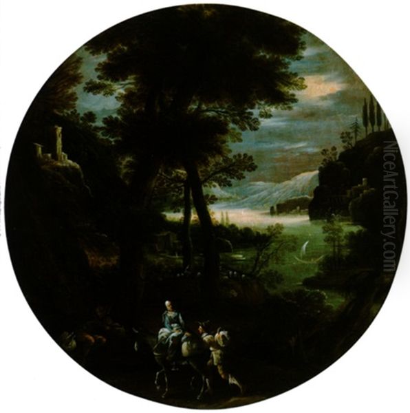 Viandanti In Un Paesaggio Boscoso Oil Painting by Don Giuseppe Ronzelli