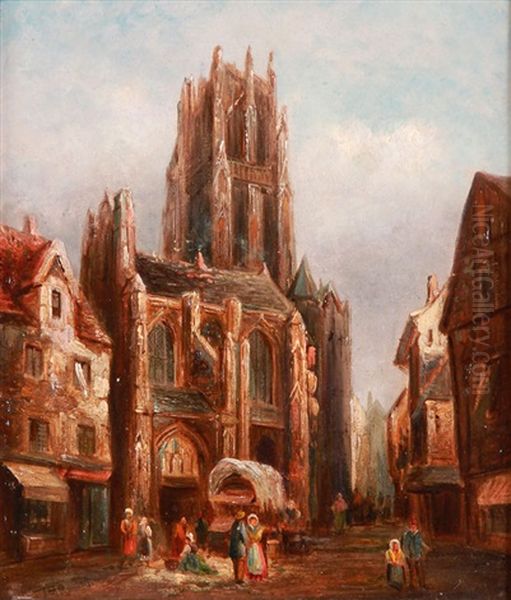 Outside By The Cathedral Oil Painting by Thomas Matthews Rooke