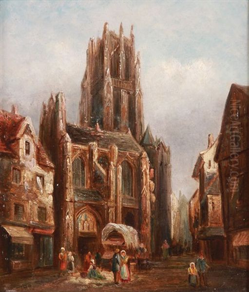 Outside By The Cathedral Oil Painting by Thomas Matthews Rooke