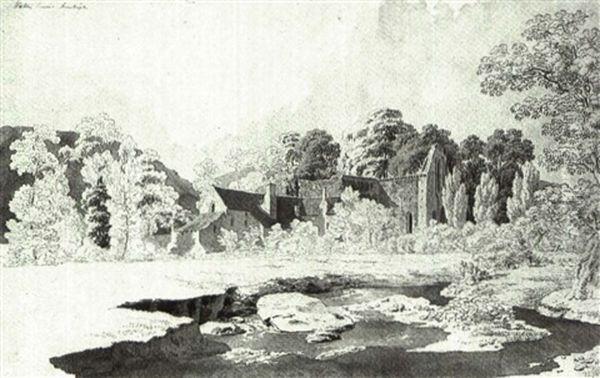 Valle Crucis Abbey, Denbighshire Oil Painting by Michel Angelo Rooker