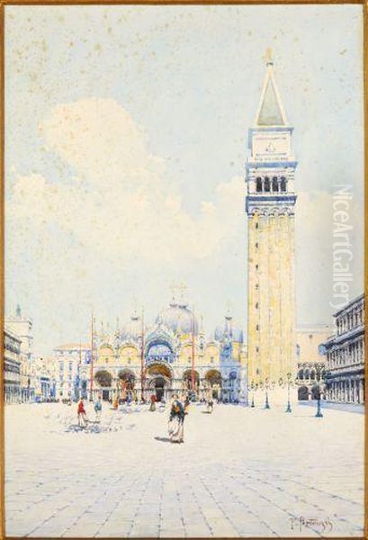 Vue De La Place Saint Marc Oil Painting by Pietro Bortoluzzi