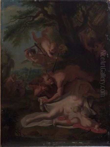 Nymphes Et Satyres (2 Works) Oil Painting by Jacob Ignatius Roore