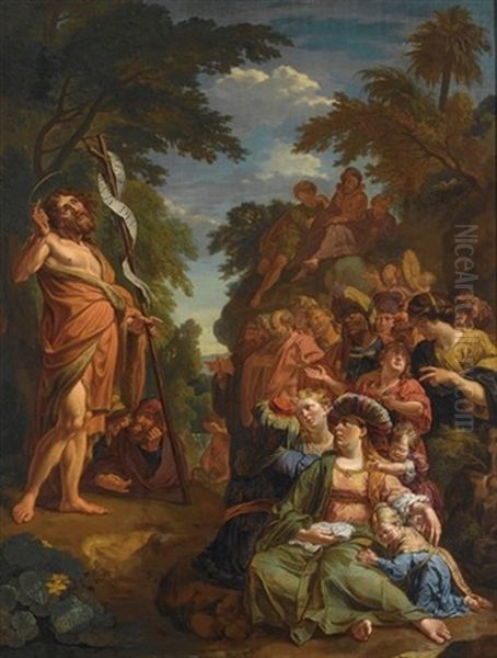 Saint John The Baptist Preaching In The Wilderness Oil Painting by Jacob Ignatius Roore