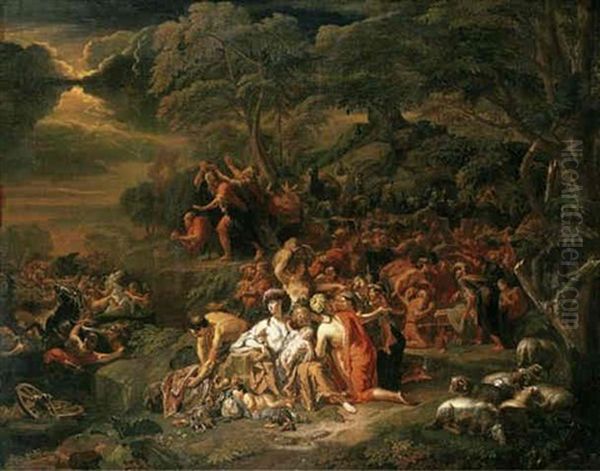 The Exodus To Egypt Oil Painting by Jacob Ignatius Roore