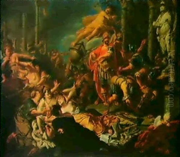 Mars Zerstort Den Tempel Der Minerva Oil Painting by Jacob Ignatius Roore