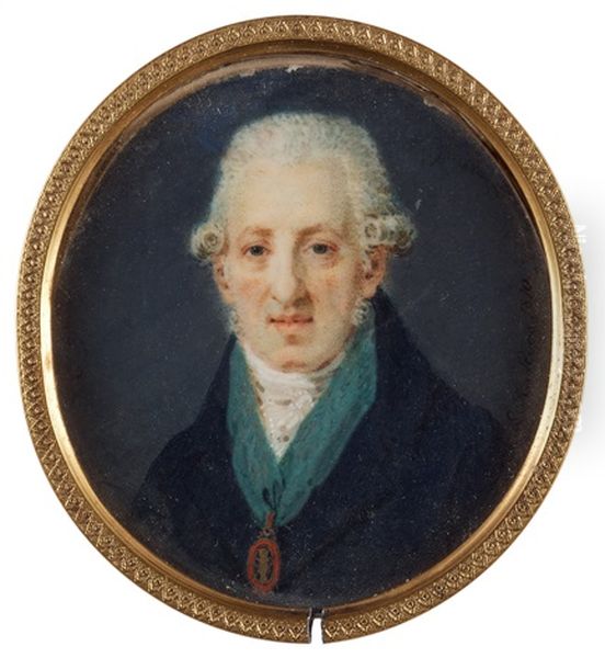 Louis Masreliez (1748-1810) Oil Painting by Leonard Henrik Roos af Hjelmsaeter