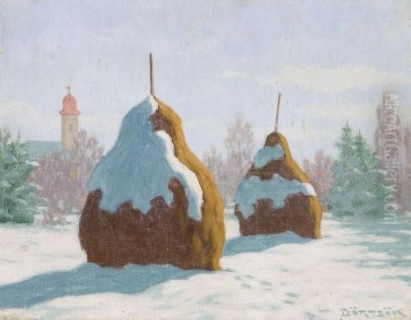 Teli Tajkep Szenaboglyakkal Oil Painting by Samu Bortsok