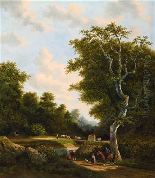 Animated Landscape Oil Painting by Cornelis Francois Roos