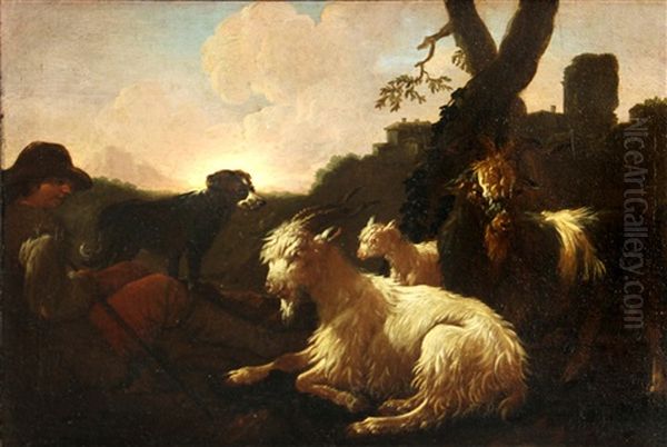 A Boy With Goats by Jacob (Rosa di Napoli) Roos