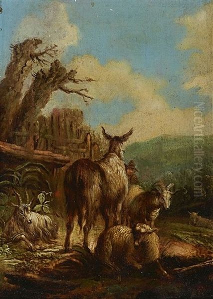 Hirte Mit Vieh Oil Painting by Johann Heinrich Roos