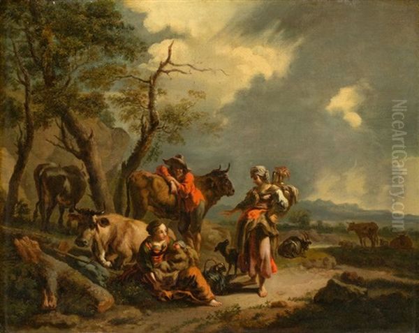 Pastoral Idyll Oil Painting by Johann Heinrich Roos