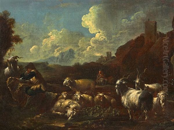 Pastorale Szene Oil Painting by Johann Heinrich Roos