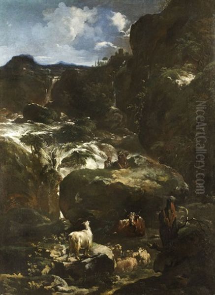 Sudliche Fantasielandschaft Oil Painting by Johann Heinrich Roos