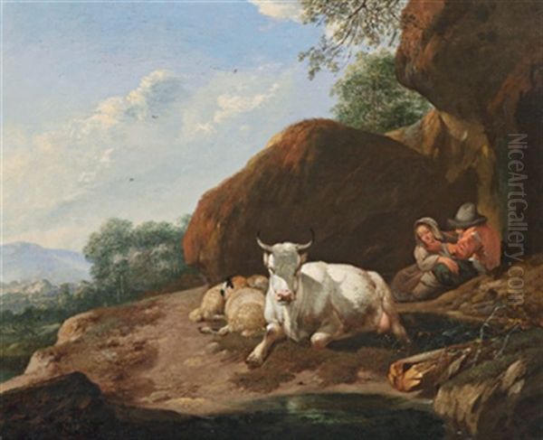 Hirtenidylle In Der Romischen Campagna Oil Painting by Johann Heinrich Roos