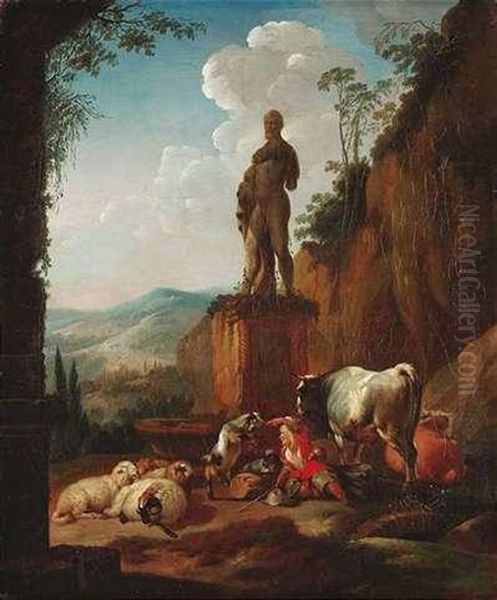 Italienische Landschaft Oil Painting by Johann Heinrich Roos