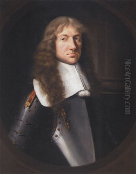 Portrait Of A Man Wearing Armour Oil Painting by Johann Heinrich Roos