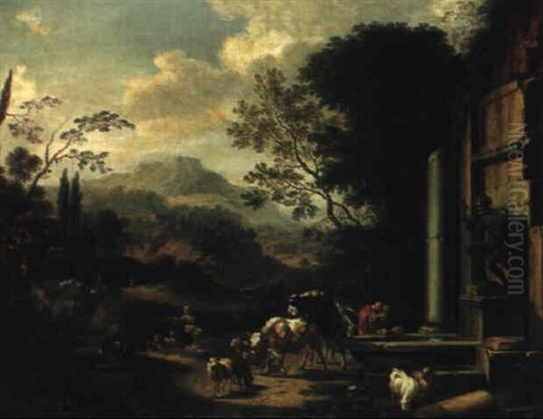 Landschaft In Den Sabinerbergen Oil Painting by Johann Heinrich Roos