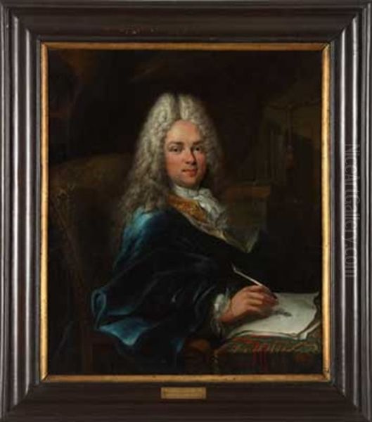 Portrait Eines Edlen Herrn Mit Perucke In Seinem Schreibzimmer Oil Painting by Johann Melchior Roos