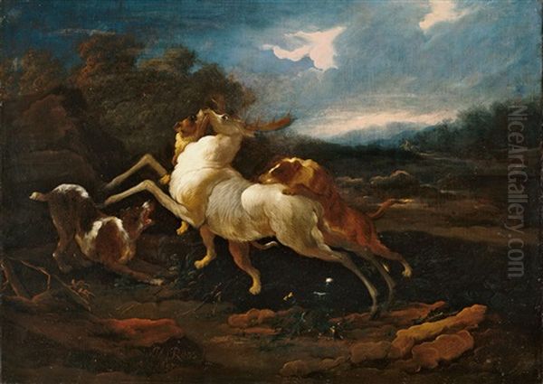 Die Hirschhatz Oil Painting by Johann Melchior Roos