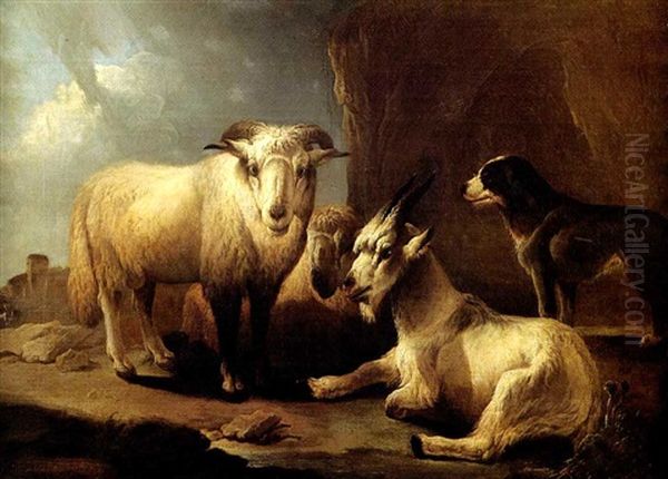 Troupeau Avec Un Chien De Berger Oil Painting by Johann Melchior Roos