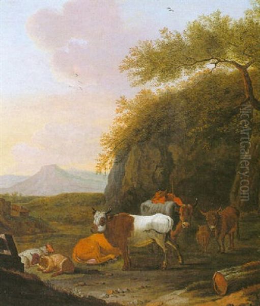 A Shepherd With His Flock by Joseph Roos