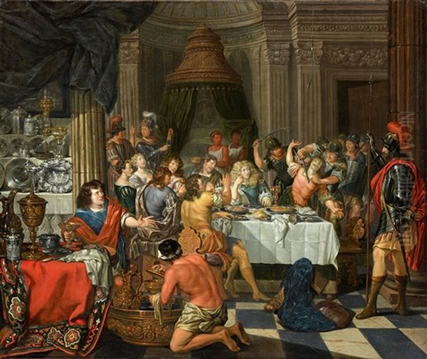 The Sword Of Damocles Oil Painting by Theodor Roos