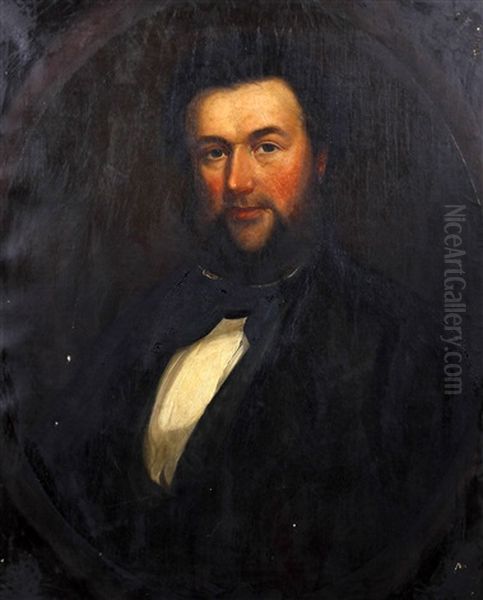 Portrait Of The Welsh Poet Tallairn (+ A Book Of Poetry Inscribed By Talhaiarn) Oil Painting by William Roos