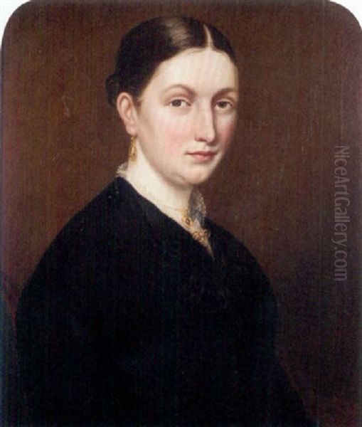 Portrait Of A Lady (hannah Jones Of Llangefni?) Oil Painting by William Roos