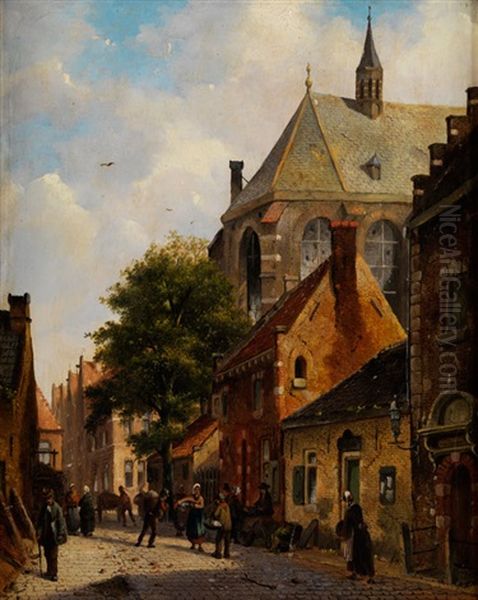 Stadtansicht Mit Figuren Oil Painting by Frederik Roosdorp