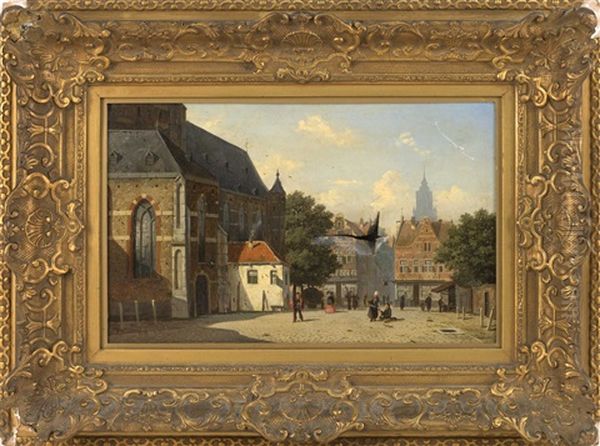 Dutch Street Scene Oil Painting by Frederik Roosdorp