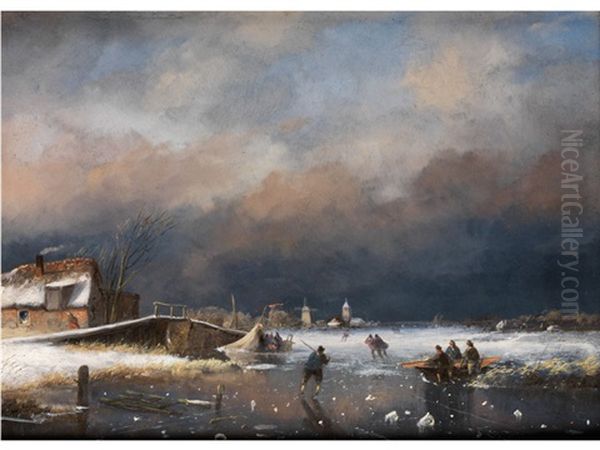 Wintervergnugen Oil Painting by Albert Roosenboom