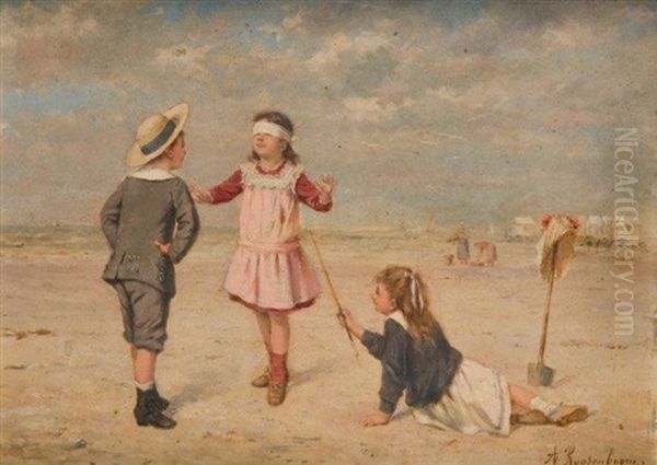 Colin-maillard Sur La Plage Oil Painting by Albert Roosenboom