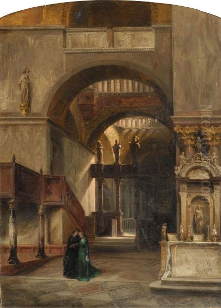 Interno Di Chiesa Oil Painting by Leopoldina Borzino