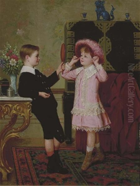 Two Children Playing Dress Up by Albert Roosenboom