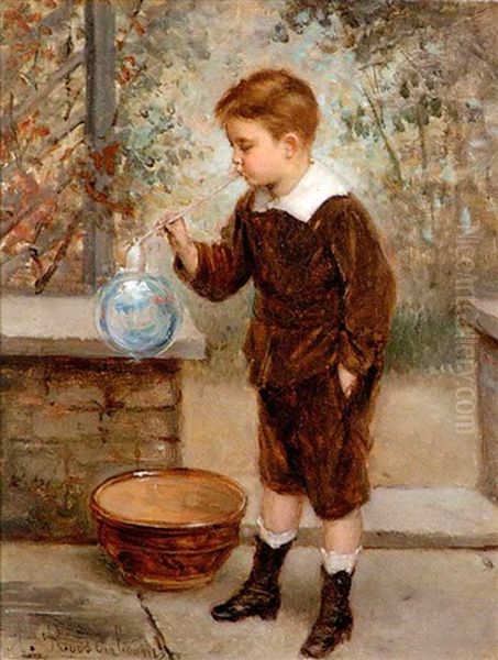 Blowing Bubbles Oil Painting by Albert Roosenboom