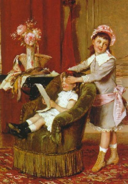 Playing In The Parlor Oil Painting by Albert Roosenboom