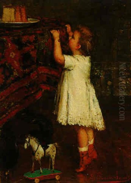 Girl Reaching For A Cake Oil Painting by Albert Roosenboom