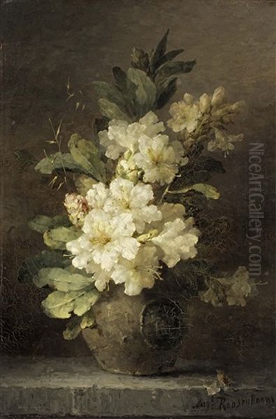 Weisser Rhododendron Oil Painting by Margaretha Roosenboom